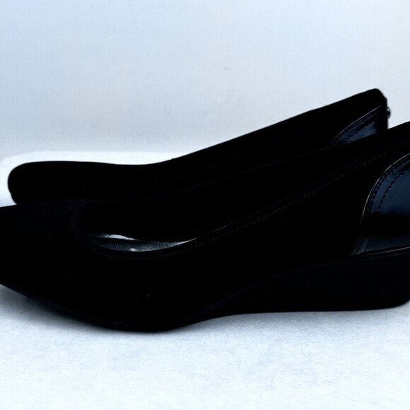 Anne Klein Sport Wisher Womens Black Textile Upper Slip On Wedge Pump Shoes 9M - Picture 3 of 11
